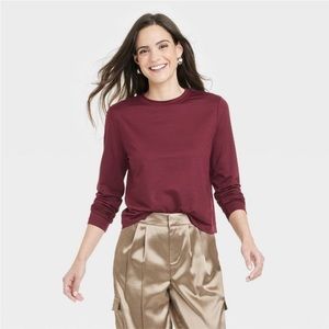 NWT Women’s A New Day Long Sleeve T-Shirt Burgundy